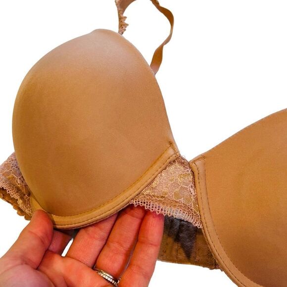 Wacoal Level Up Chantilly Lace Contour Bra 853369 dark beige size 34D - Picture 3 of 6